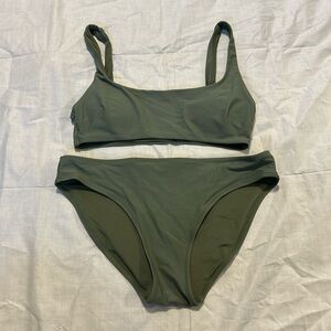 Aerie bikini, size small top medium bottoms, color green